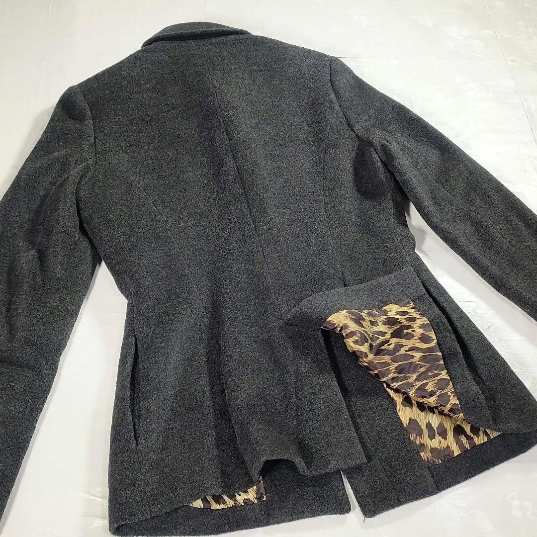 [Good condition] Cecil Macbee Beautiful silhouette Angora blend leopard lining trench coat