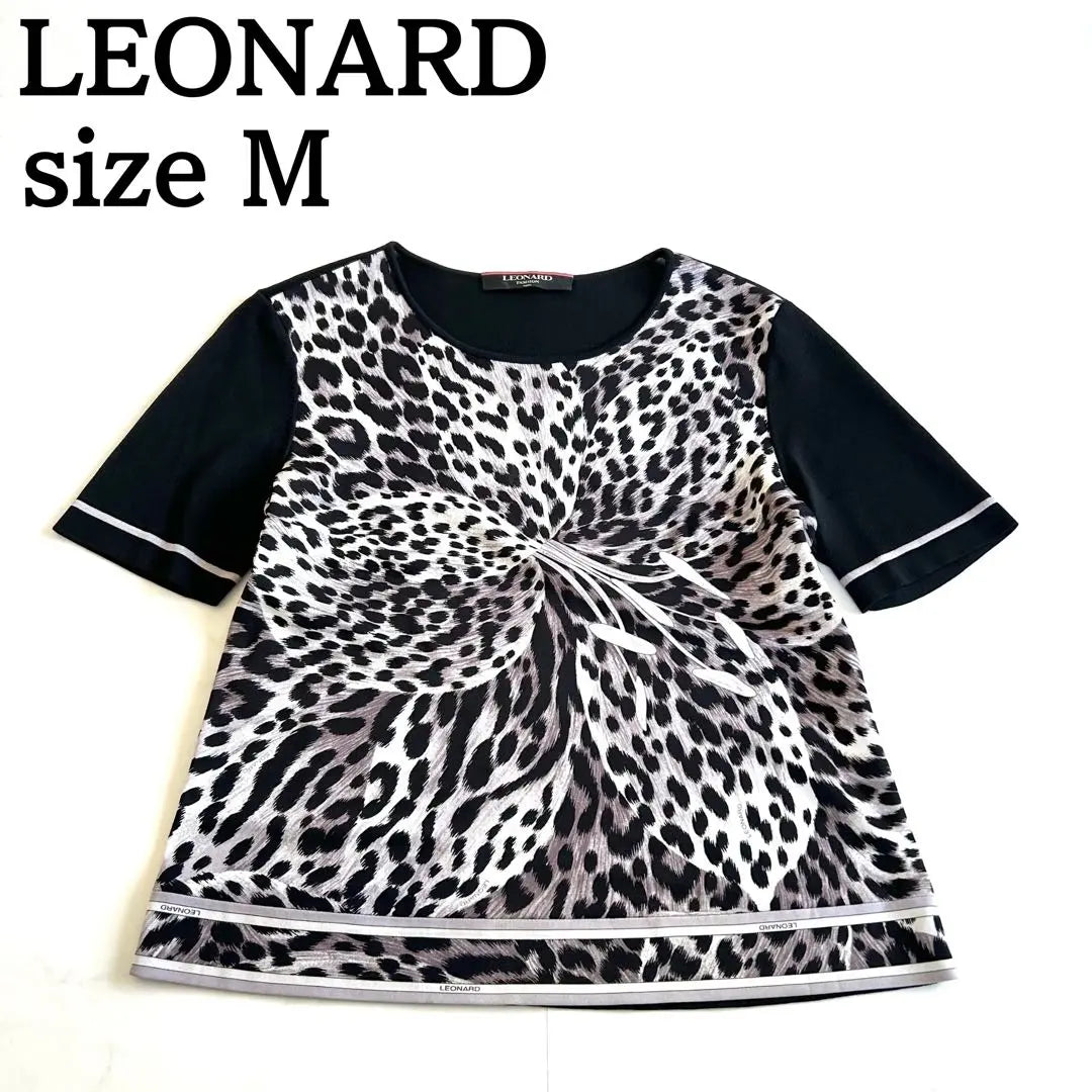 Rare ✨LEONARD Short-sleeved cut-and-sew leopard Cancan material M