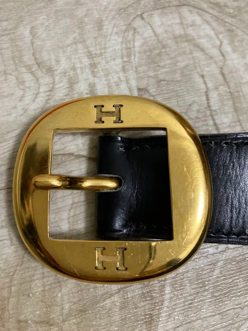 HERMES Leather Belt Black/Brown