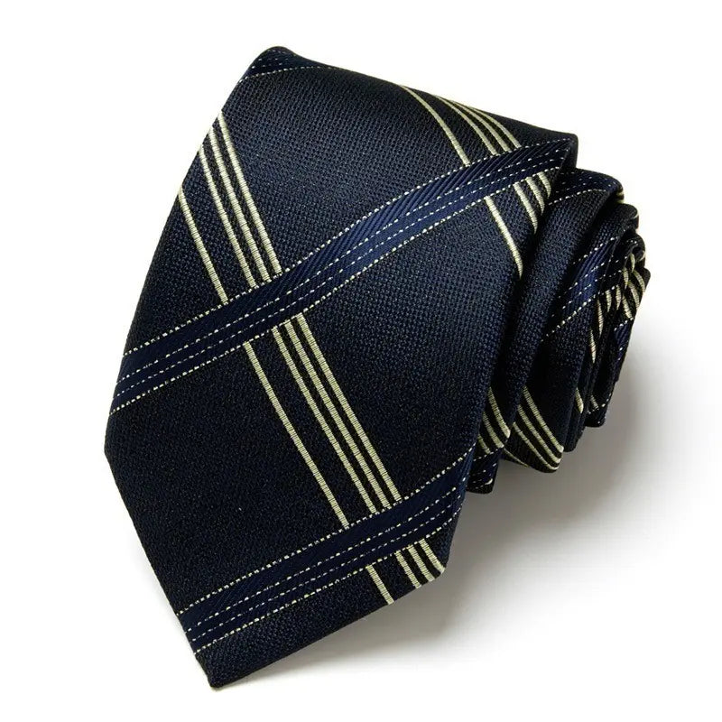 [Popular] Tie Black Navy Business Stripe Calm Men's