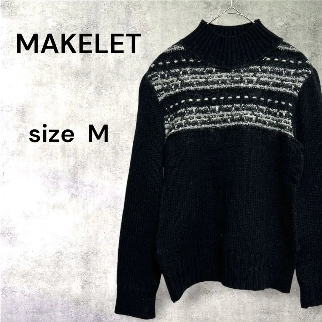 R244 [Make Let] Knit Sweater Long Sleeve Wool Millefeuille Black | r244【メイクレット】ニットセーター　長袖　ウール　ミルフィーユ　黒