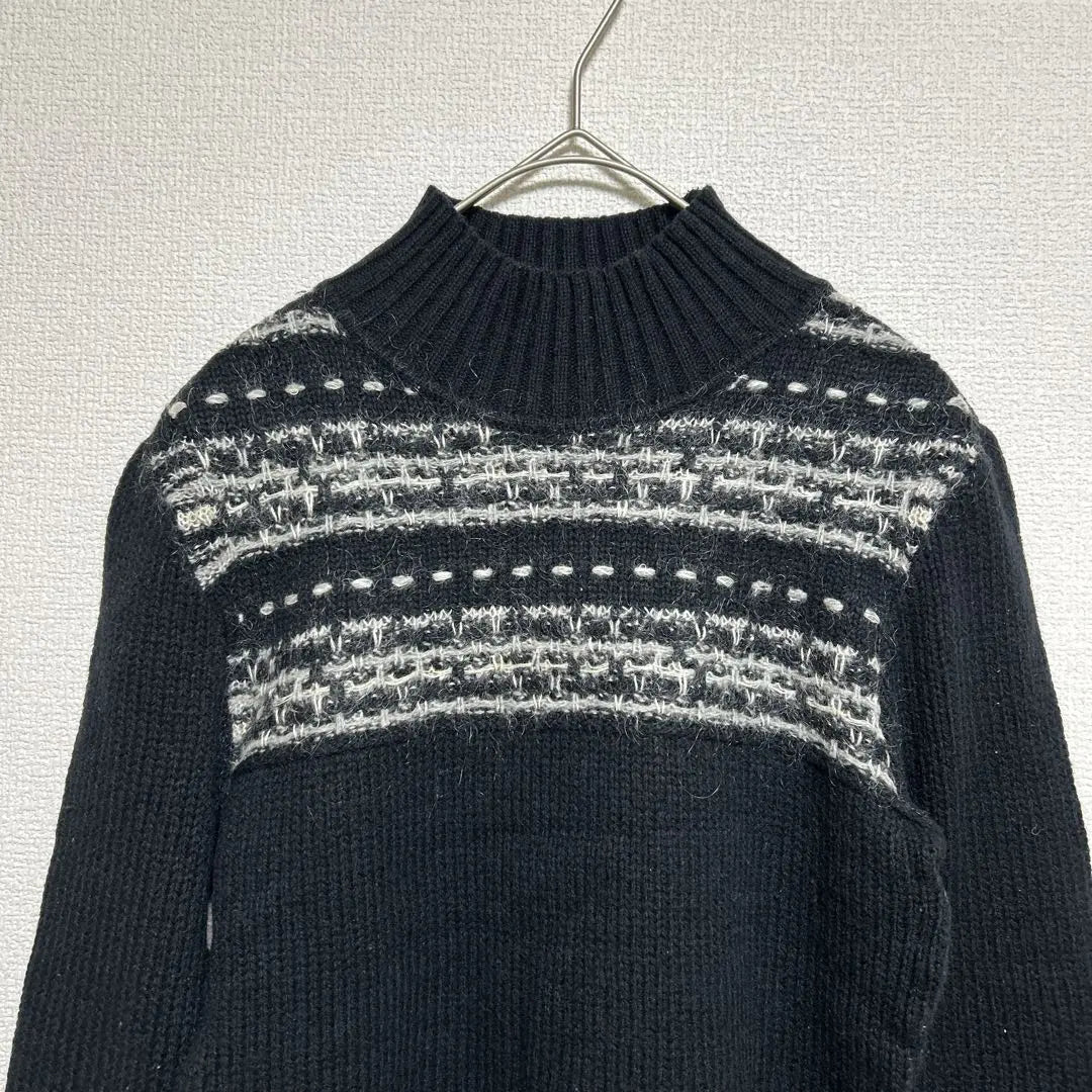 R244 [Make Let] Knit Sweater Long Sleeve Wool Millefeuille Black | r244【メイクレット】ニットセーター　長袖　ウール　ミルフィーユ　黒