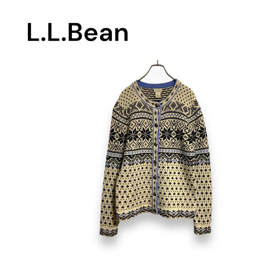 [L.L.Bean] Cardigan, Knit, Long Sleeve, Nordic Pattern, Cute, M