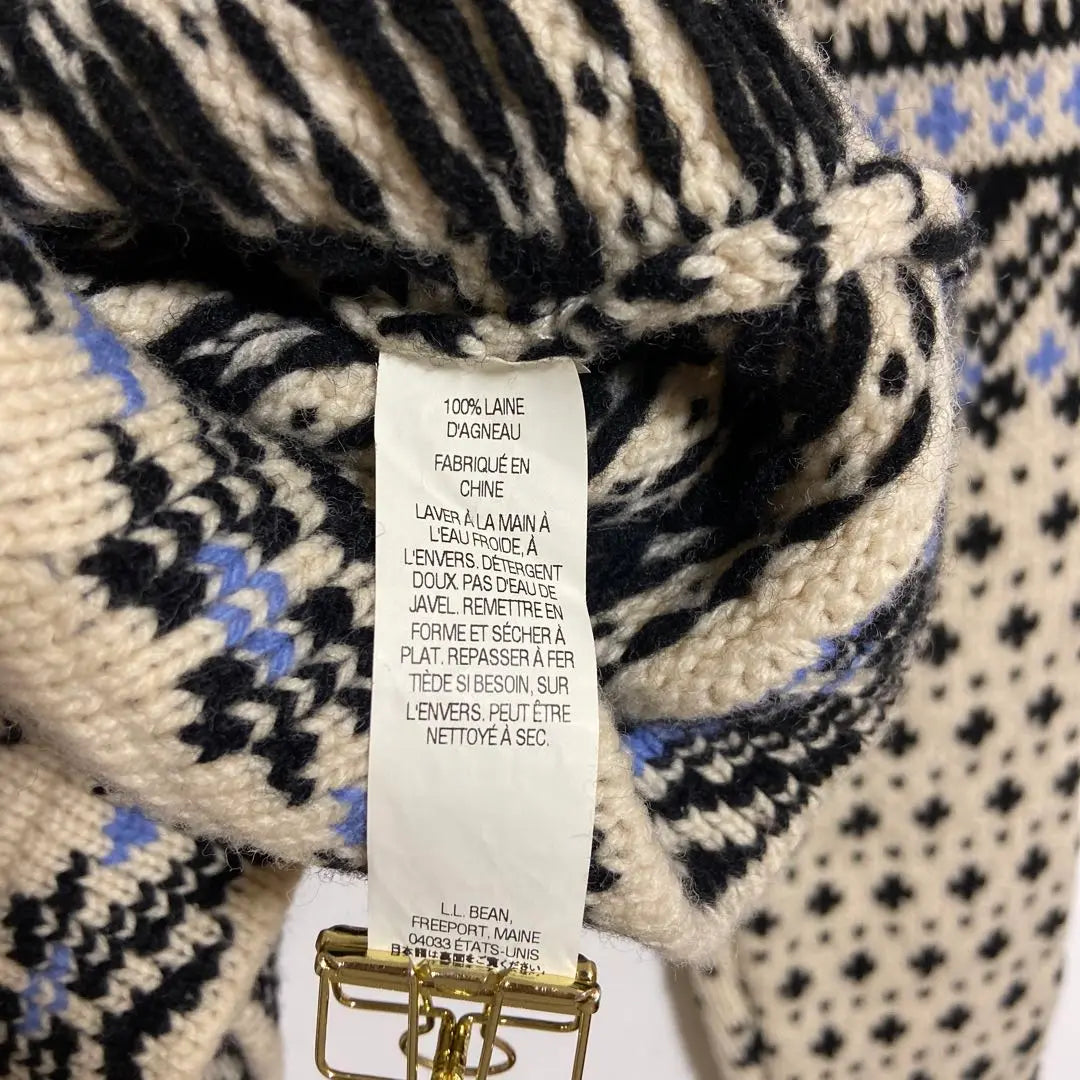 [L.L.Bean] Cardigan, Knit, Long Sleeve, Nordic Pattern, Cute, M