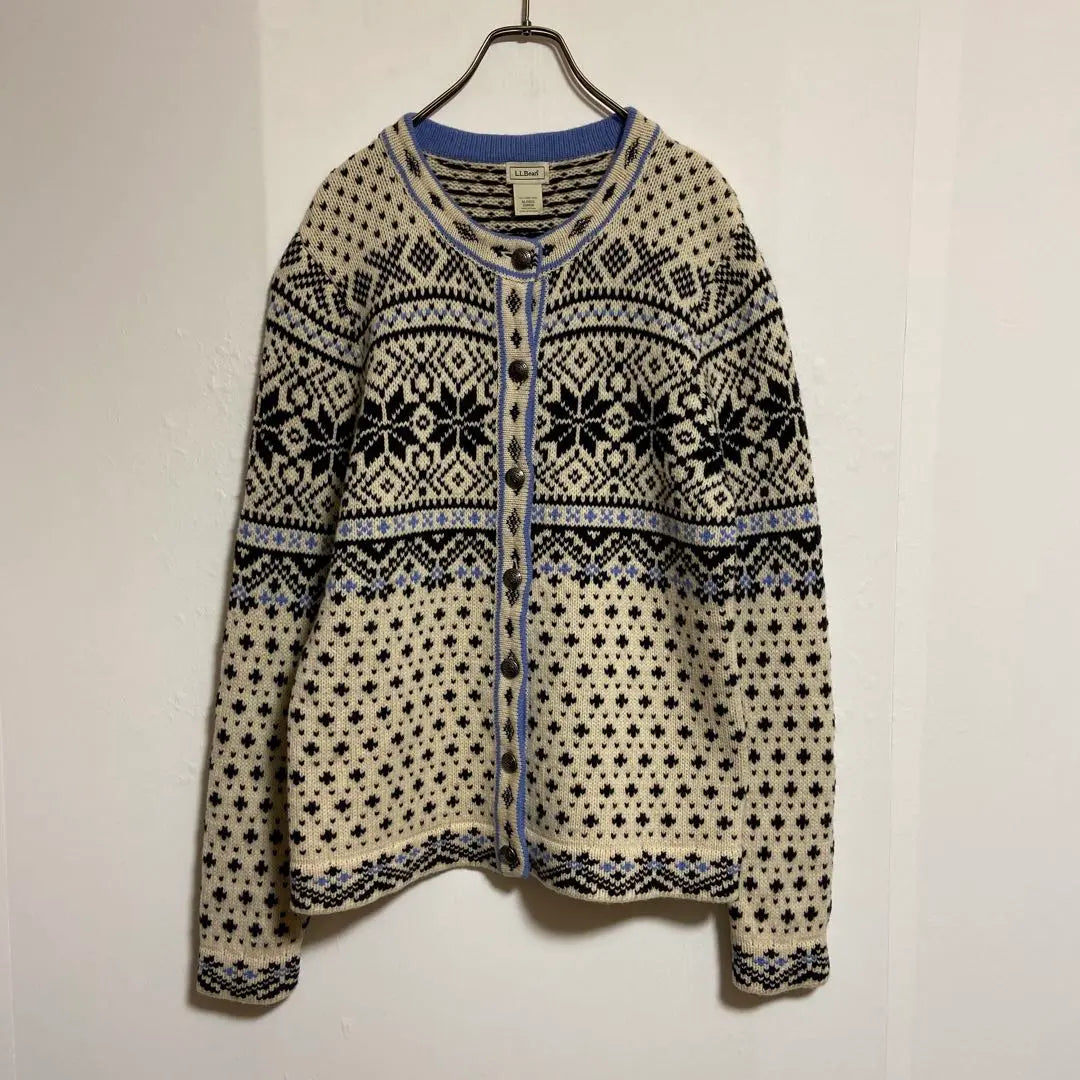 [L.L.Bean] Cardigan, Knit, Long Sleeve, Nordic Pattern, Cute, M