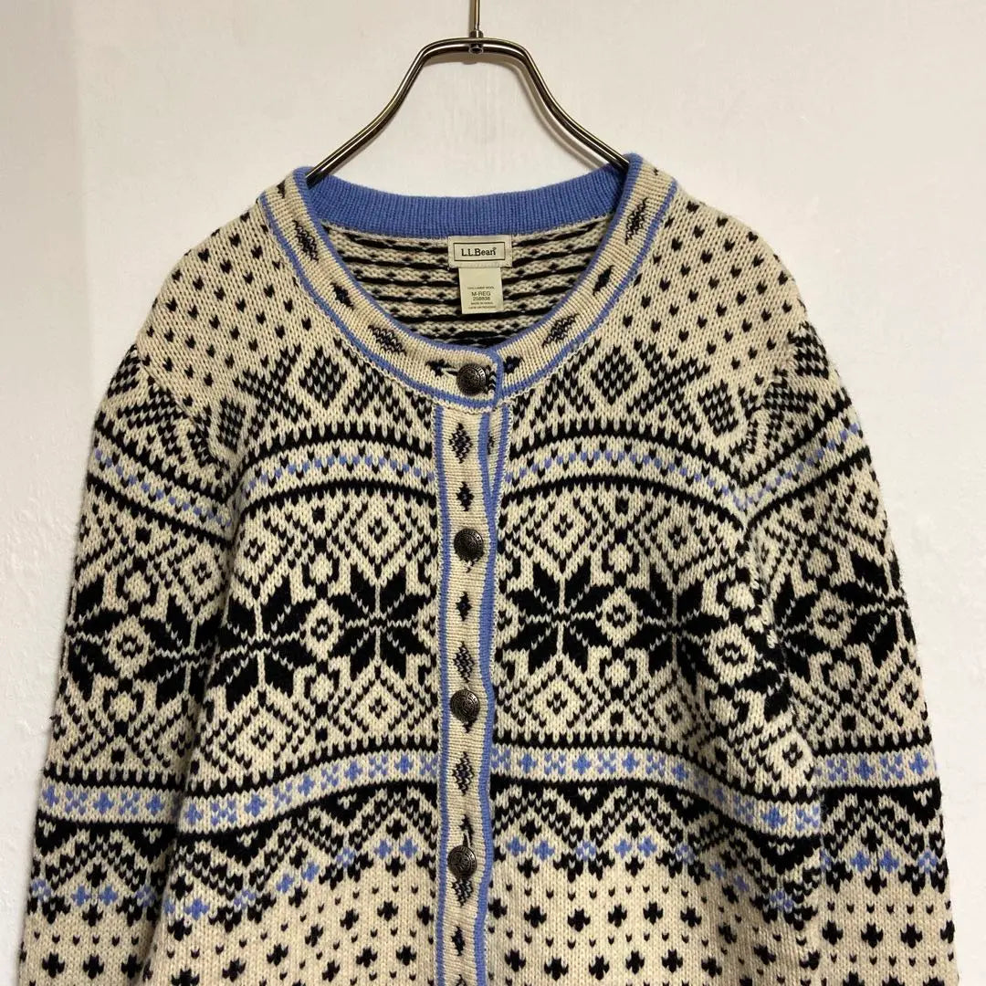 [L.L.Bean] Cardigan, Knit, Long Sleeve, Nordic Pattern, Cute, M