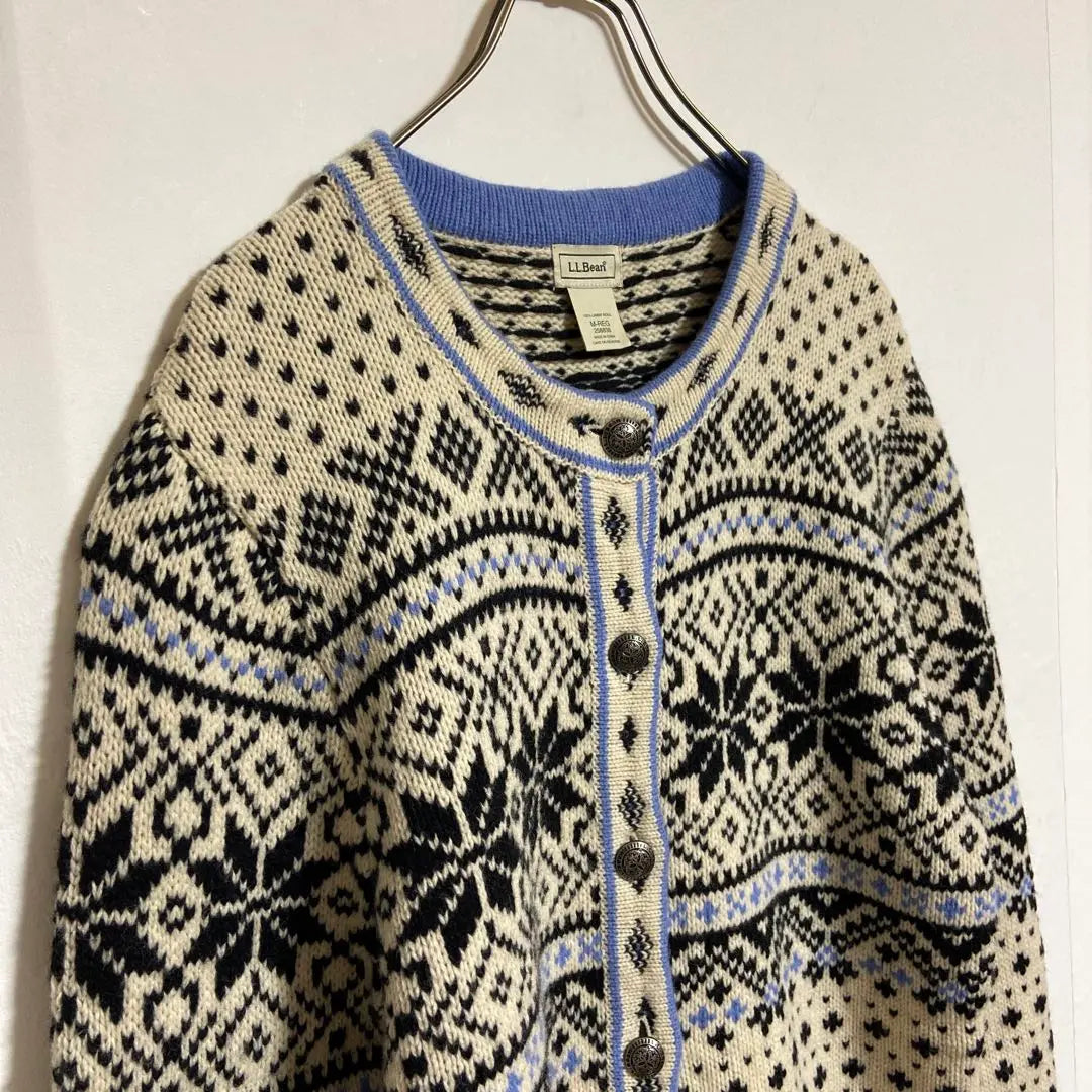 [L.L.Bean] Cardigan, Knit, Long Sleeve, Nordic Pattern, Cute, M