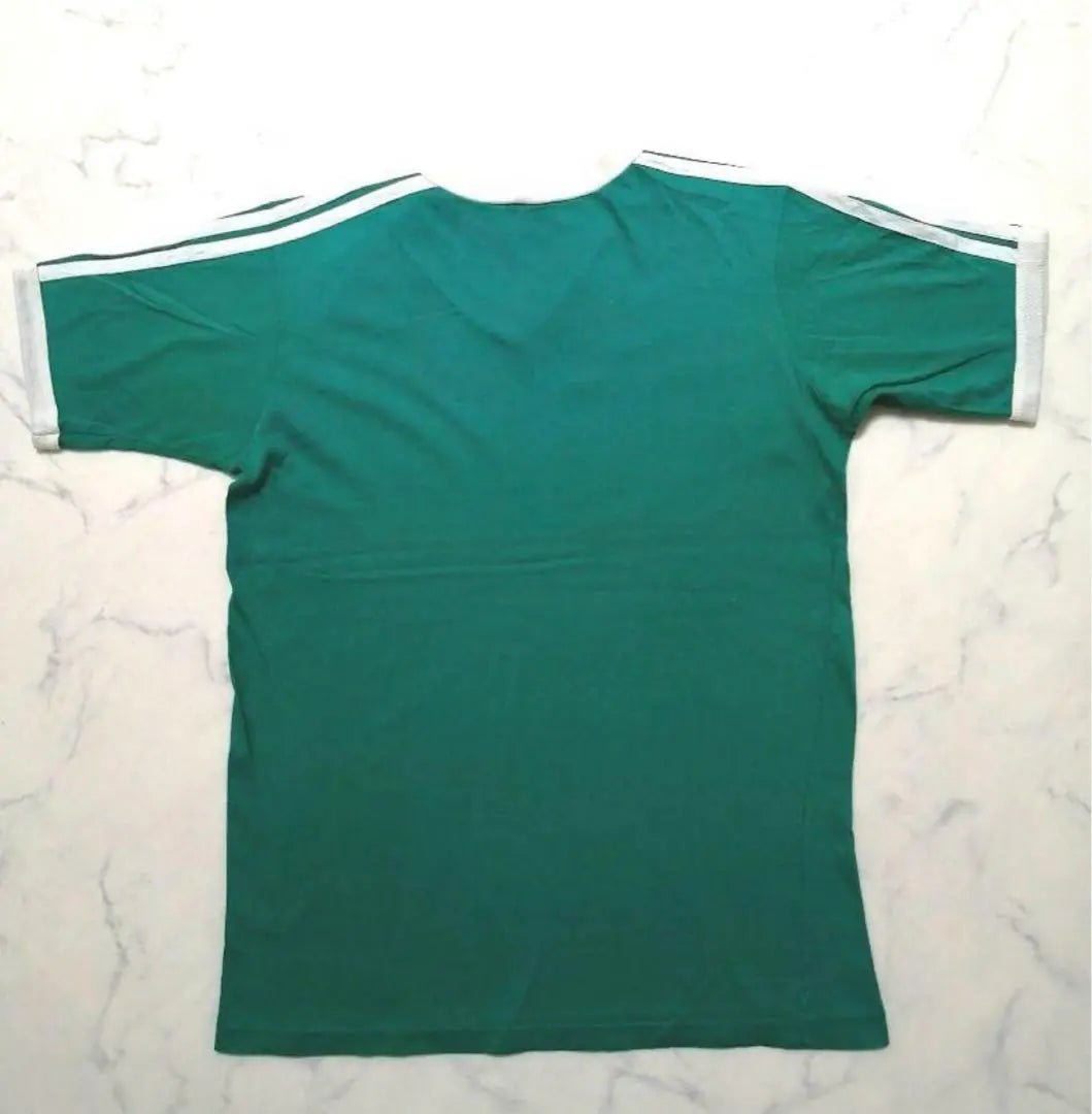 80s adidas 3-line T-shirt Vintage V-neck