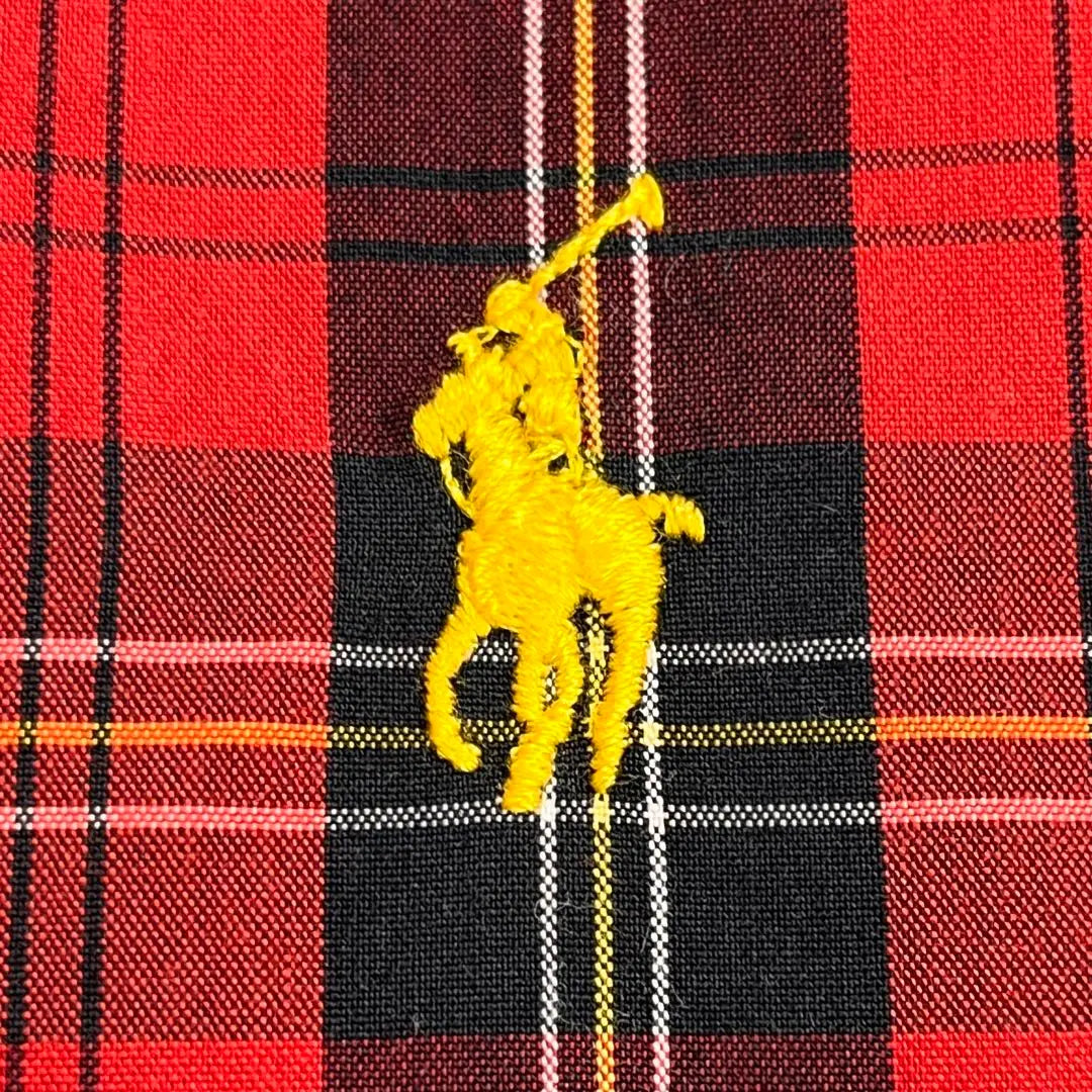 ★Rare Ralph Lauren swing top red check pattern yellow pony embroidery L