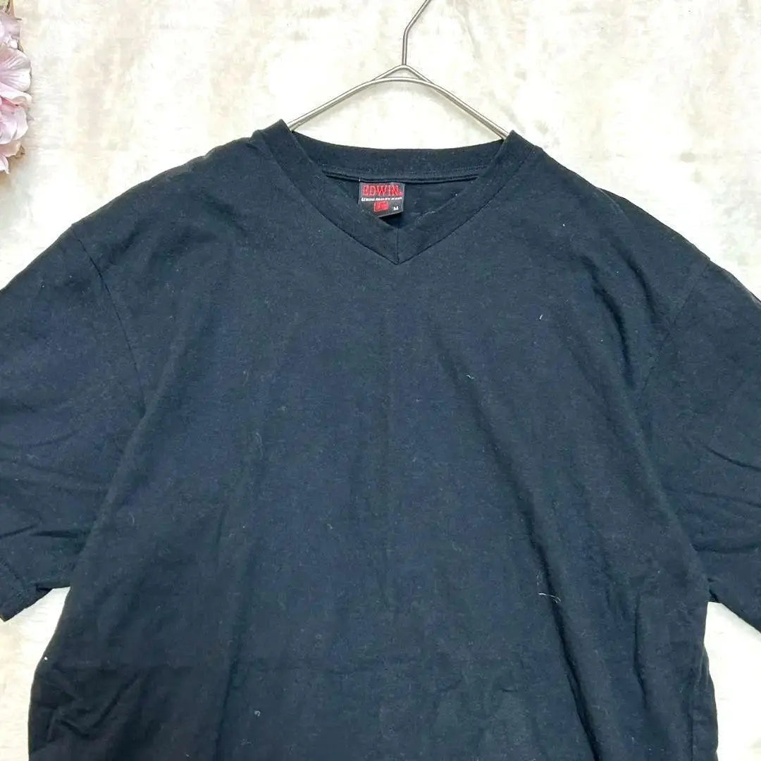 Good condition [EDWIN] Short-sleeved T-shirt, M size, black, 100% cotton