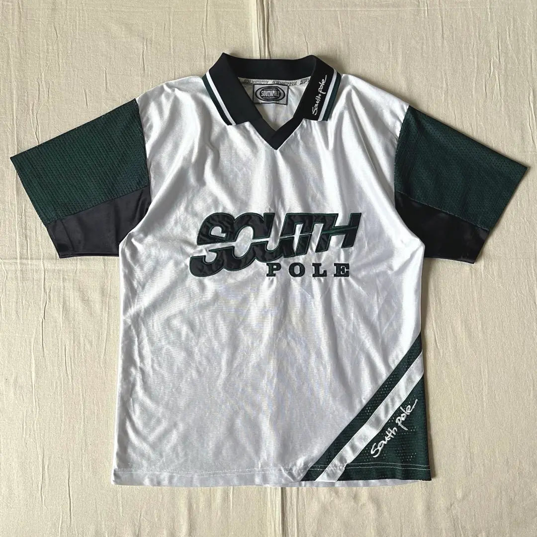 Camiseta de juego estilo fútbol con bordado del logotipo de SOUTHPOLE de los años 00 con malla cambiante