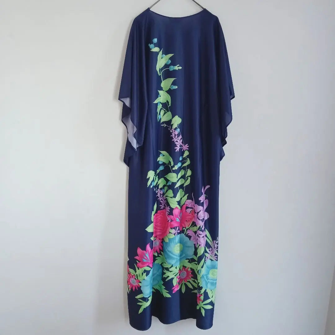 [DAMART] Dolman sleeve long dress, floral pattern, large, loose size