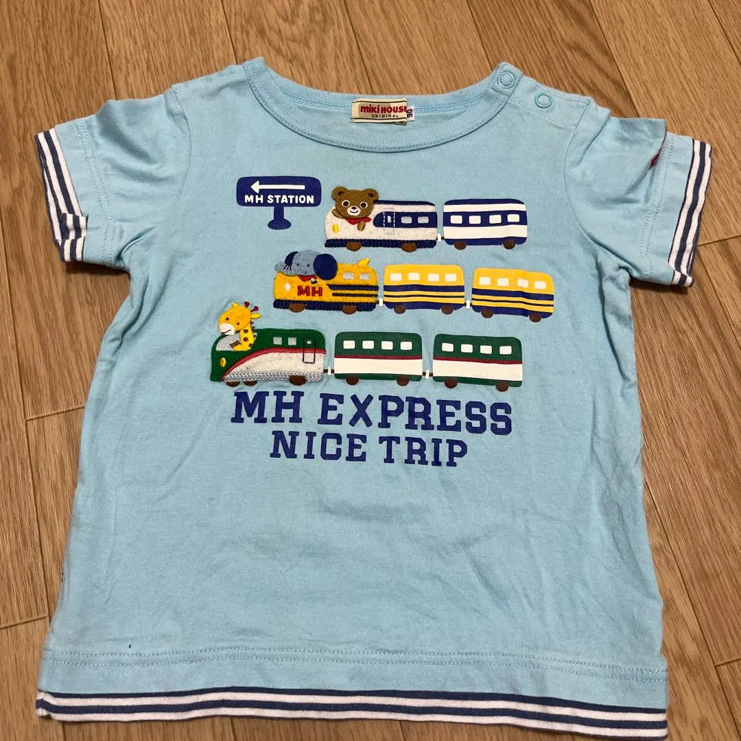 MIKI HOUSE Train Embroidery T-shirt 90cm