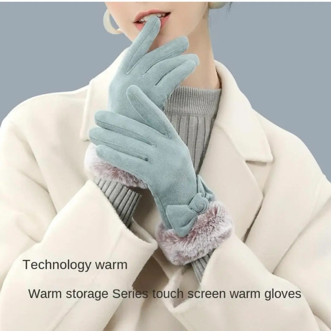 Gloves, touch screen compatible, thick, ladies, cold and windproof, warm, adult, cute