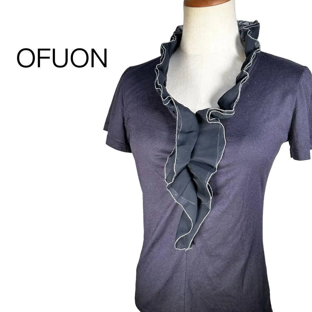 OFUON Off -on Ladies Short Sleeve Cut Sore Navy Frill [38]