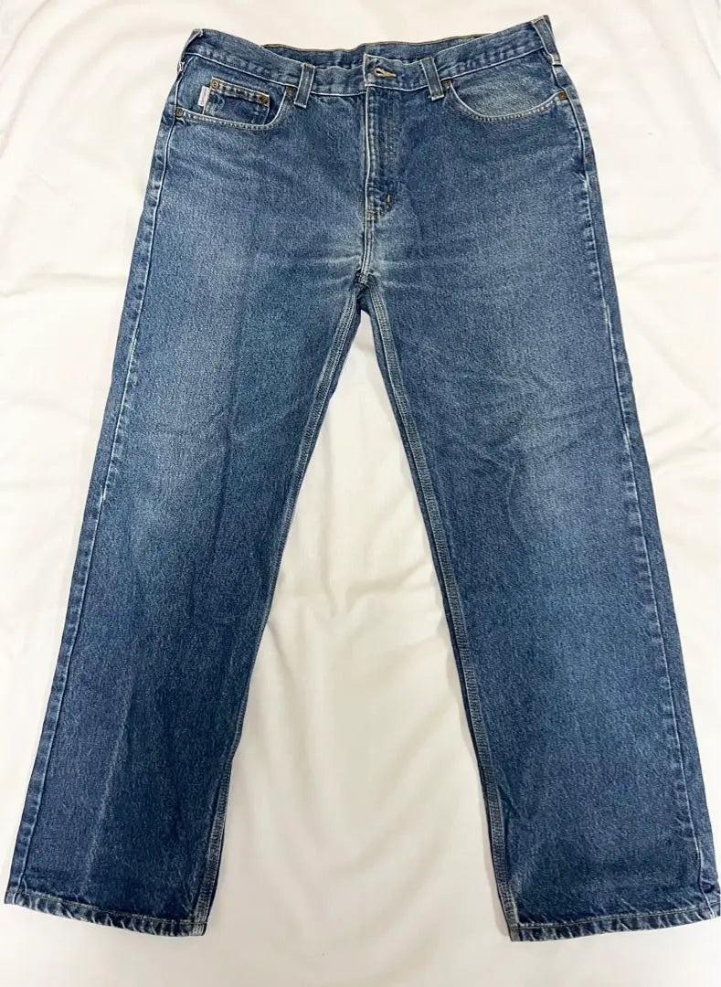 [Very popular] 90s Carhartt, leather logo extra thick wide denim pants