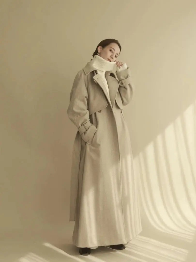 louren oversize wool trench coat oatmeal | louren oversize wool trench coat oatmeal