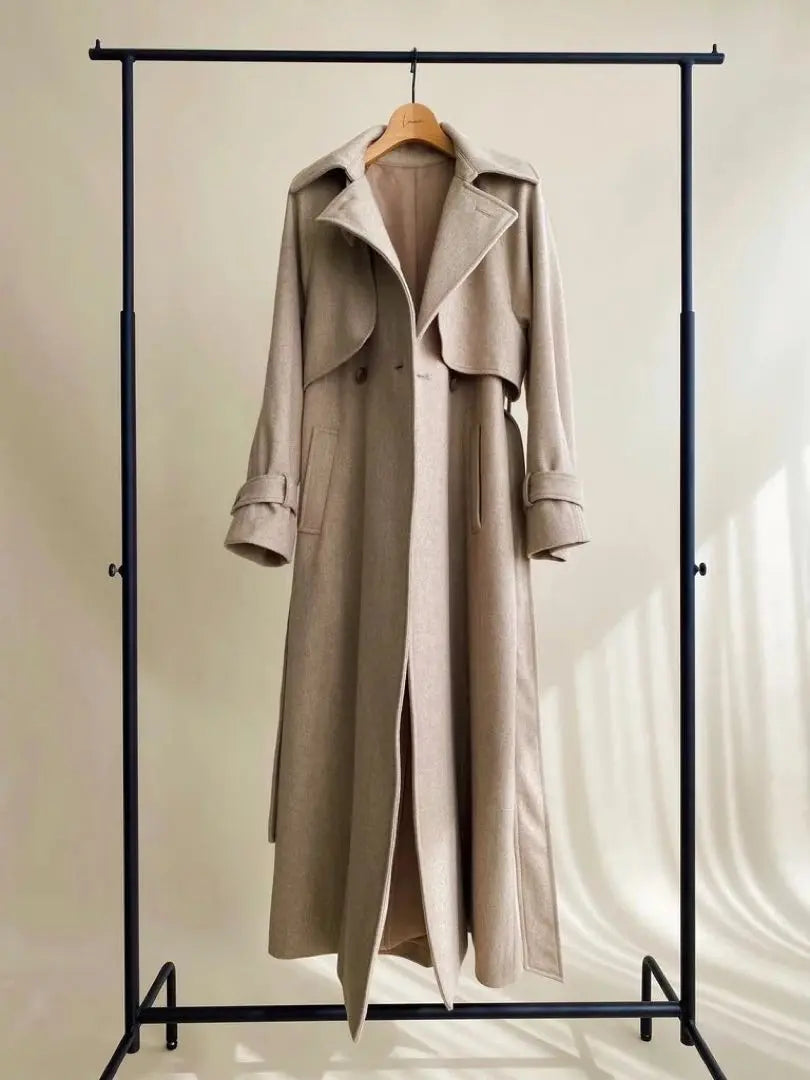 louren oversize wool trench coat oatmeal | louren oversize wool trench coat oatmeal