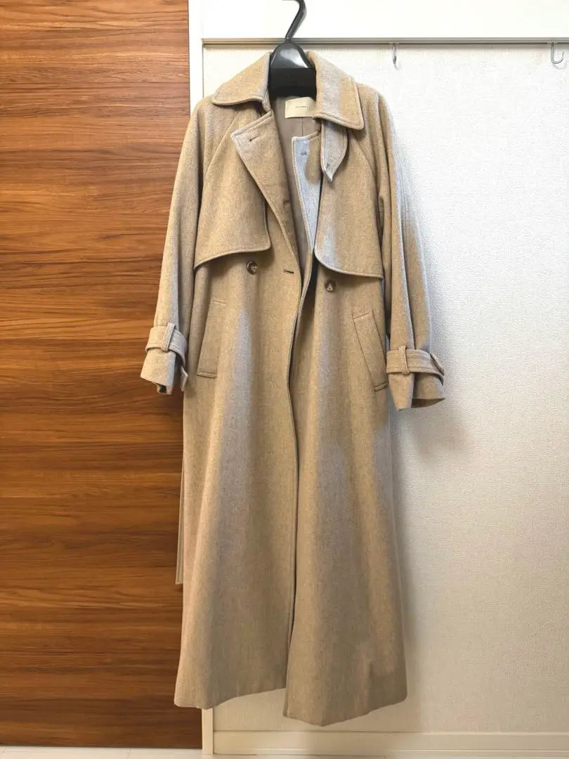 louren oversize wool trench coat oatmeal | louren oversize wool trench coat oatmeal