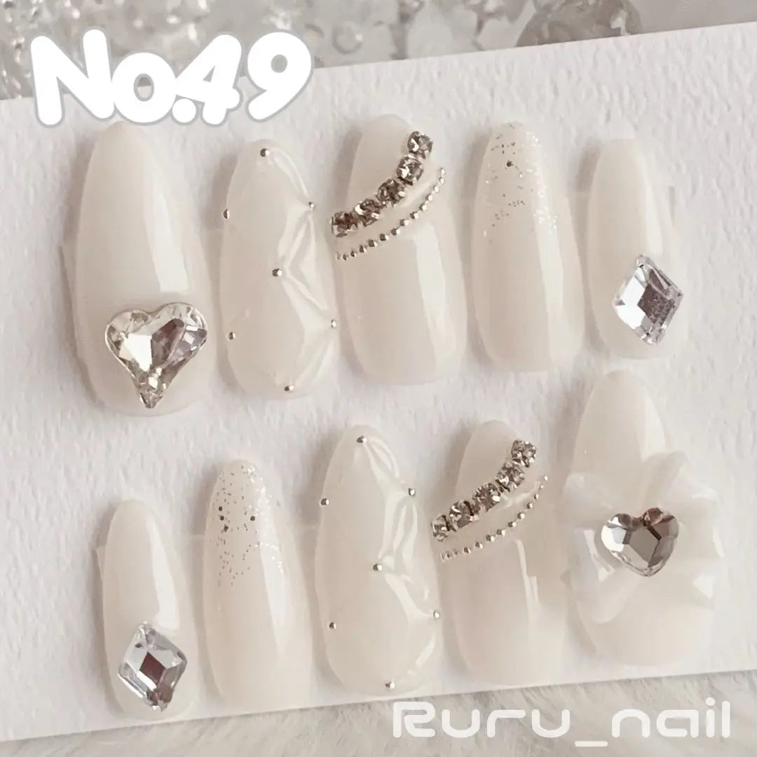 Nail tip ❤︎ White Mass-produced landmine Korea's Wan Hong Initials Slim