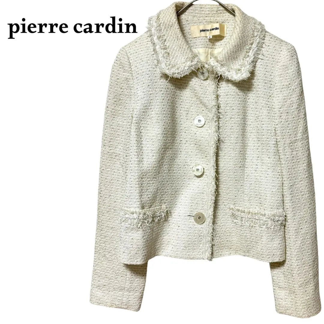 [Pierre Cardin] Tweed jacket ivory [No. 9] Beautiful and elegant