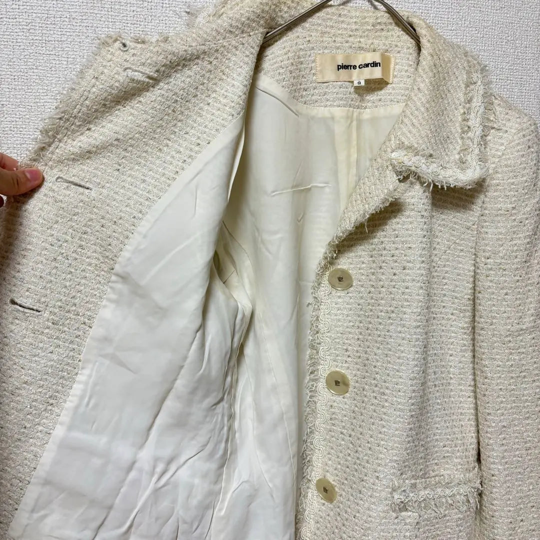 [Pierre Cardin] Tweed jacket ivory [No. 9] Beautiful and elegant