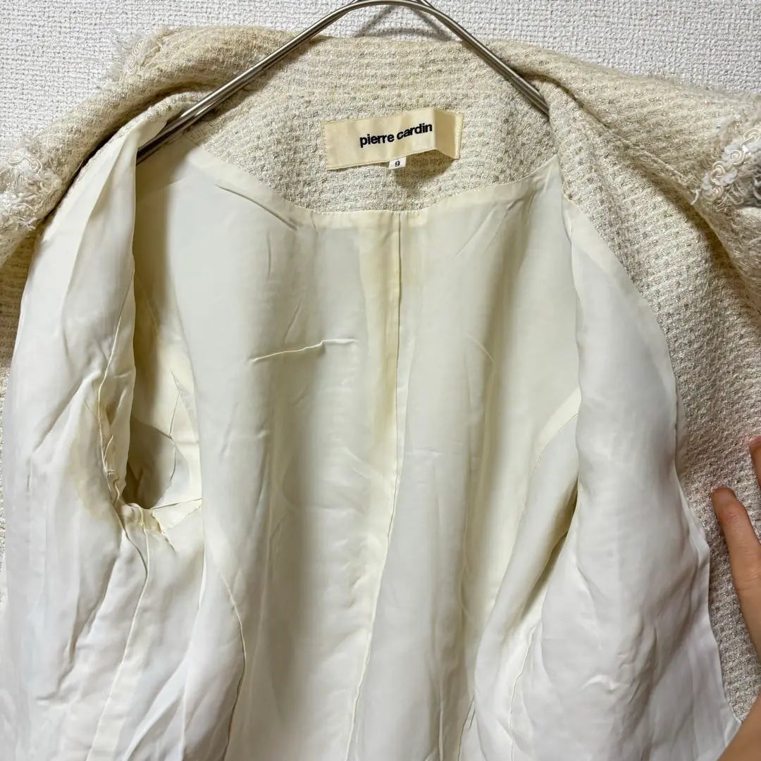 [Pierre Cardin] Tweed jacket ivory [No. 9] Beautiful and elegant