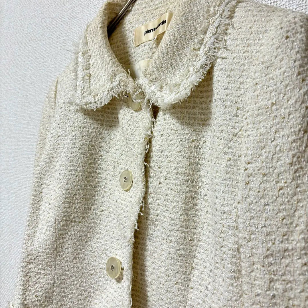 [Pierre Cardin] Chaqueta de tweed color marfil [N° 9] Hermosa y elegante