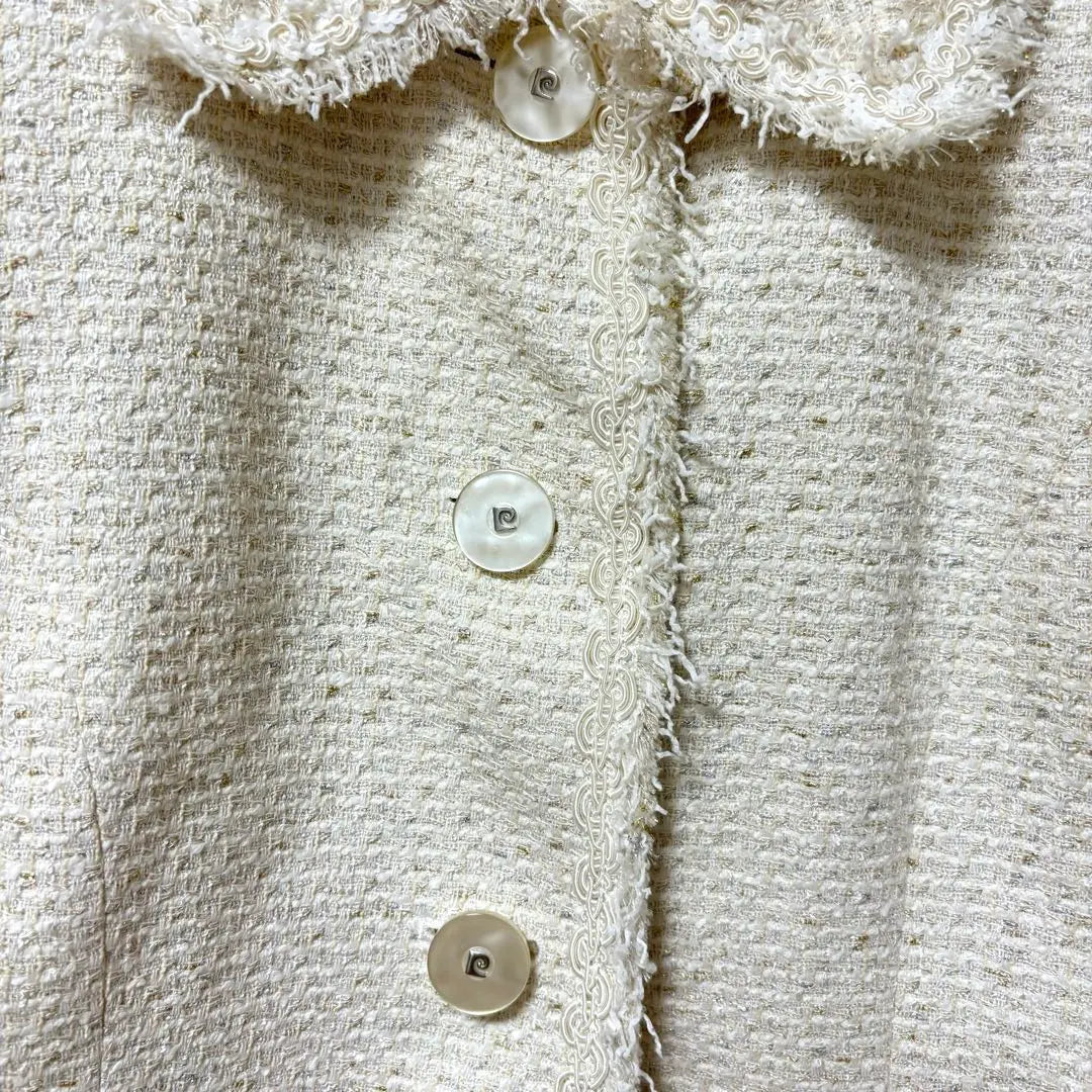 [Pierre Cardin] Tweed jacket ivory [No. 9] Beautiful and elegant