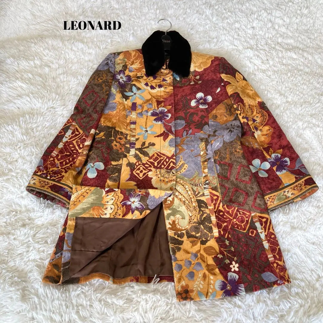 LEONARD/Middle length/Coat/Mink/All floral pattern/Cashmere blend/No. 11