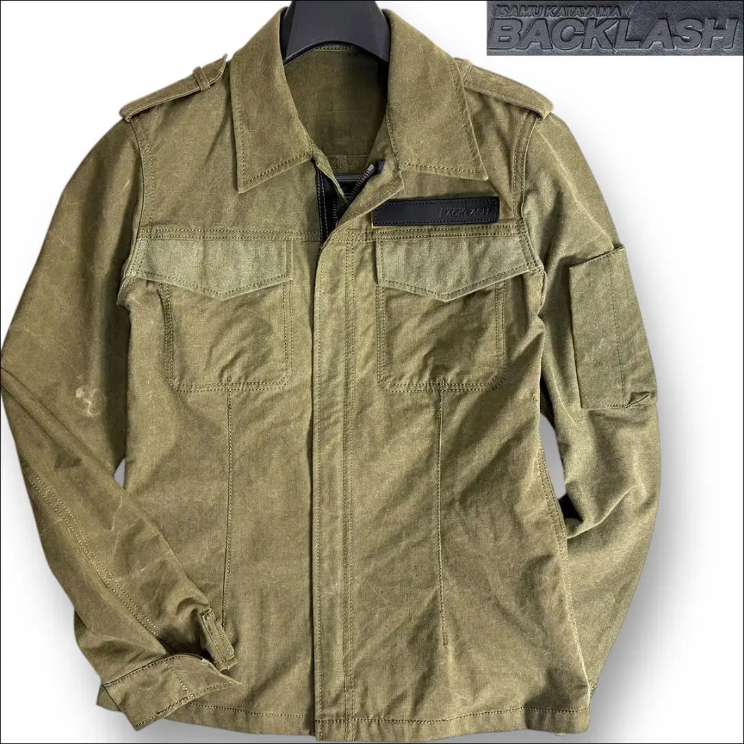 J3545 Beautiful condition Backlash US military tent military shirt blouson Khaki 2