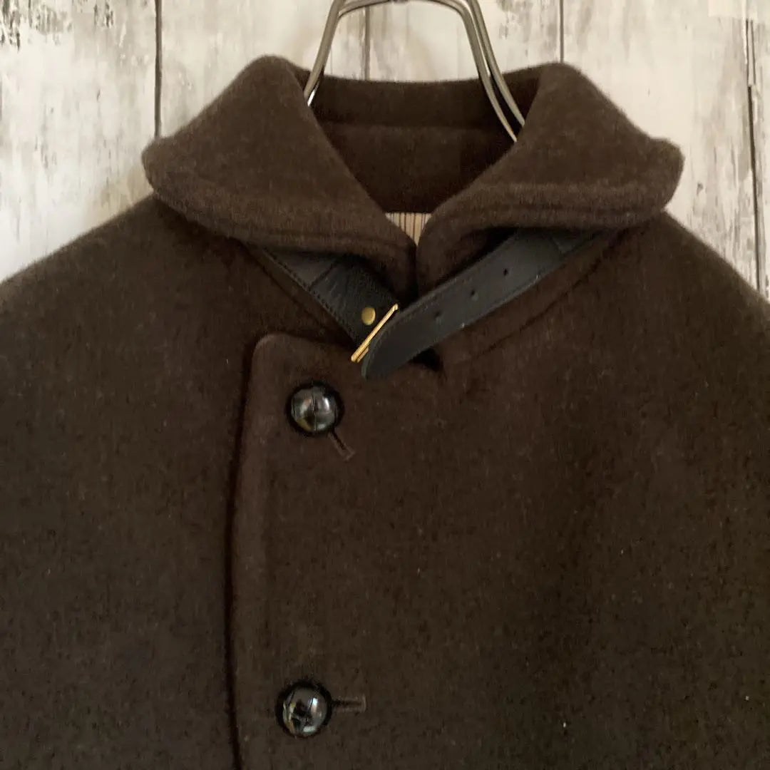 EDIFICE Melton Short Coat Jacket Walnut Button Khaki S