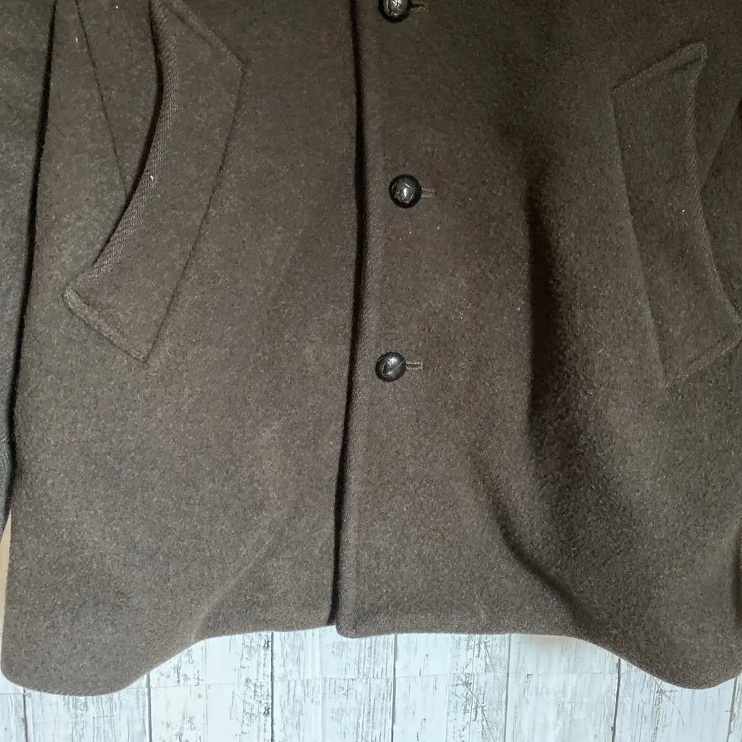 EDIFICE Melton Short Coat Jacket Walnut Button Khaki S