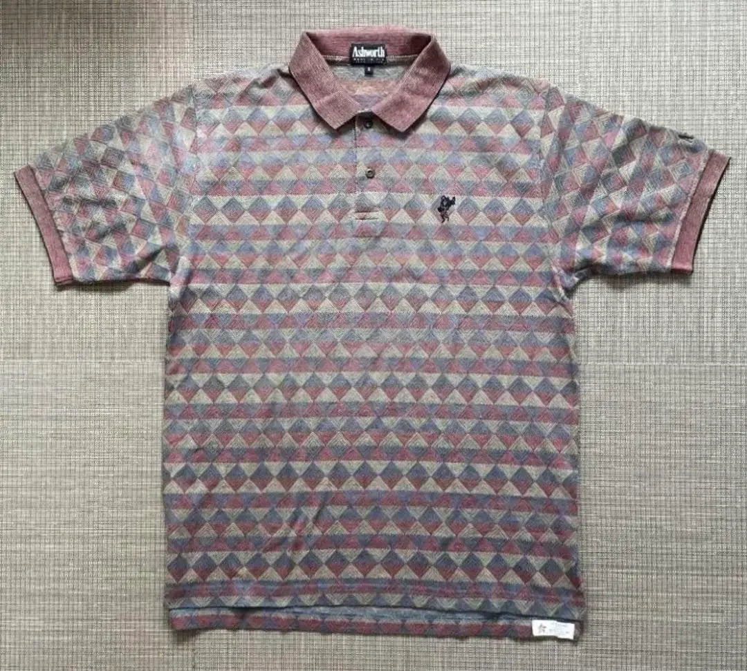 ★[Rare] 90s USA made Ashworth unique polo shirt all over pattern