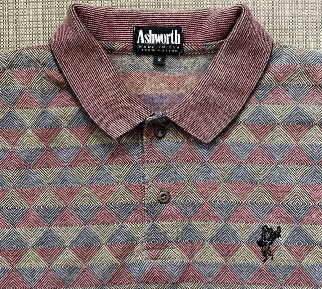 ★[Rare] 90s USA made Ashworth unique polo shirt all over pattern