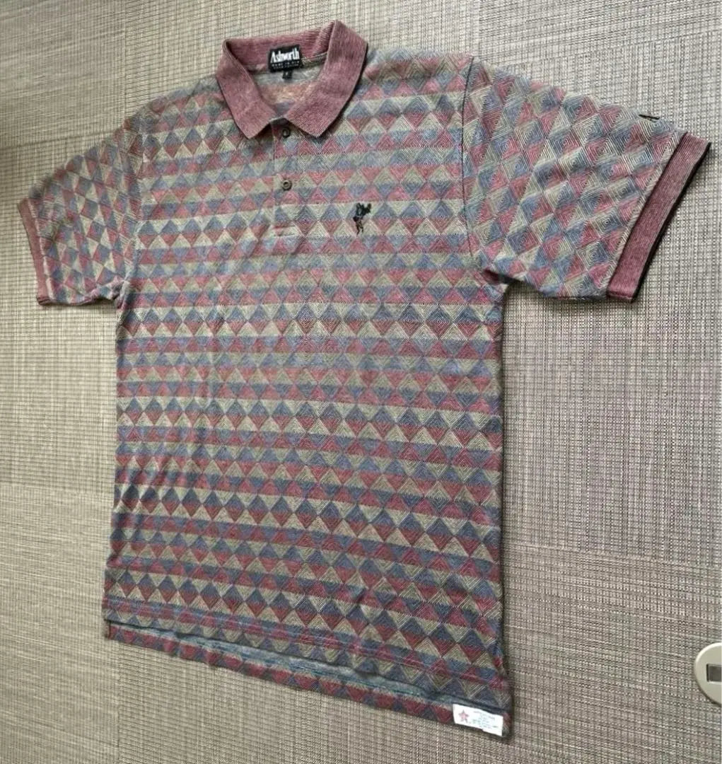 ★[Rare] 90s USA made Ashworth unique polo shirt all over pattern