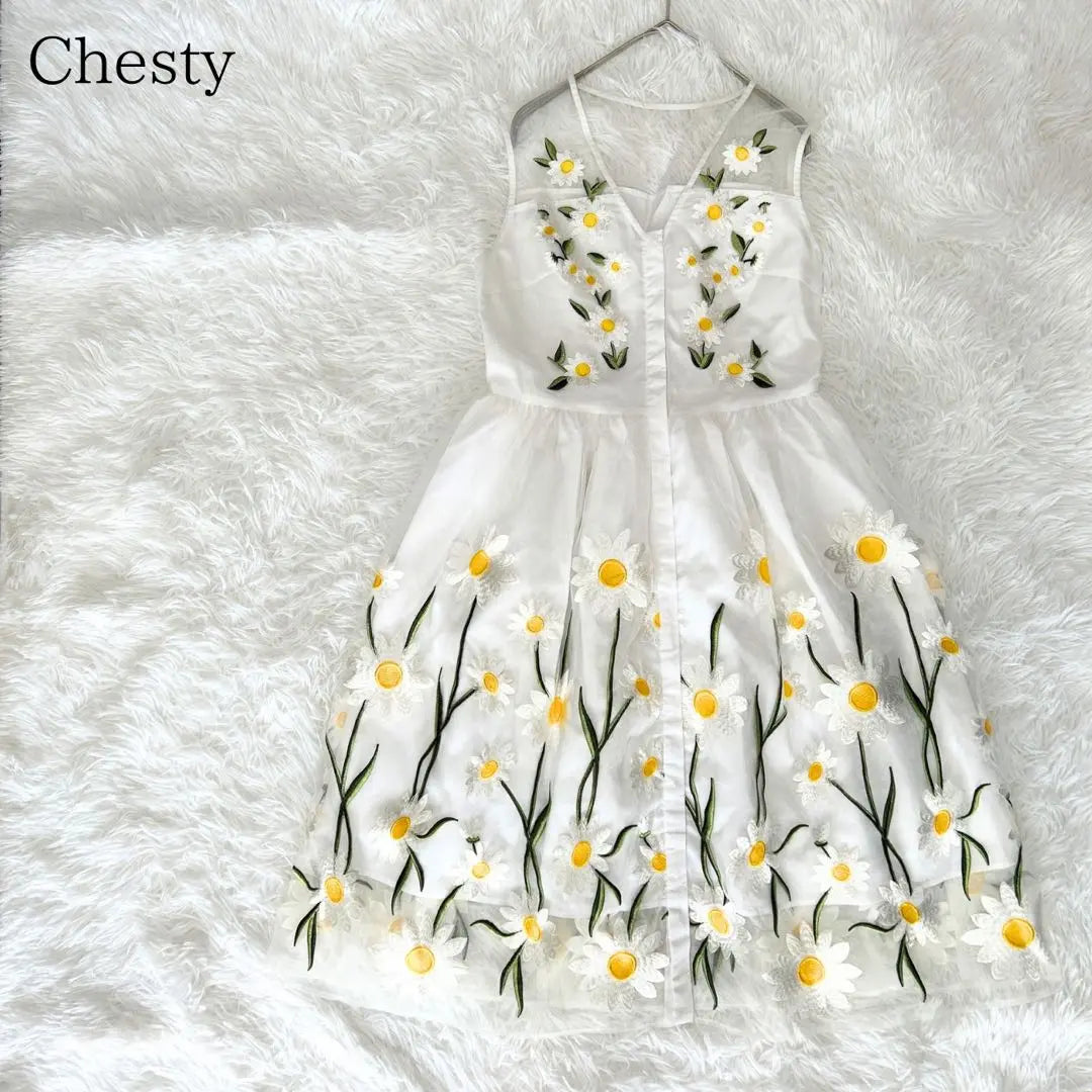 [Con nueva etiqueta] Chesty Vestido de tul con bordado floral Body de una pieza | 【新品タグ付き】Chesty 花柄刺繍チュールドレスワンピース チェスティ