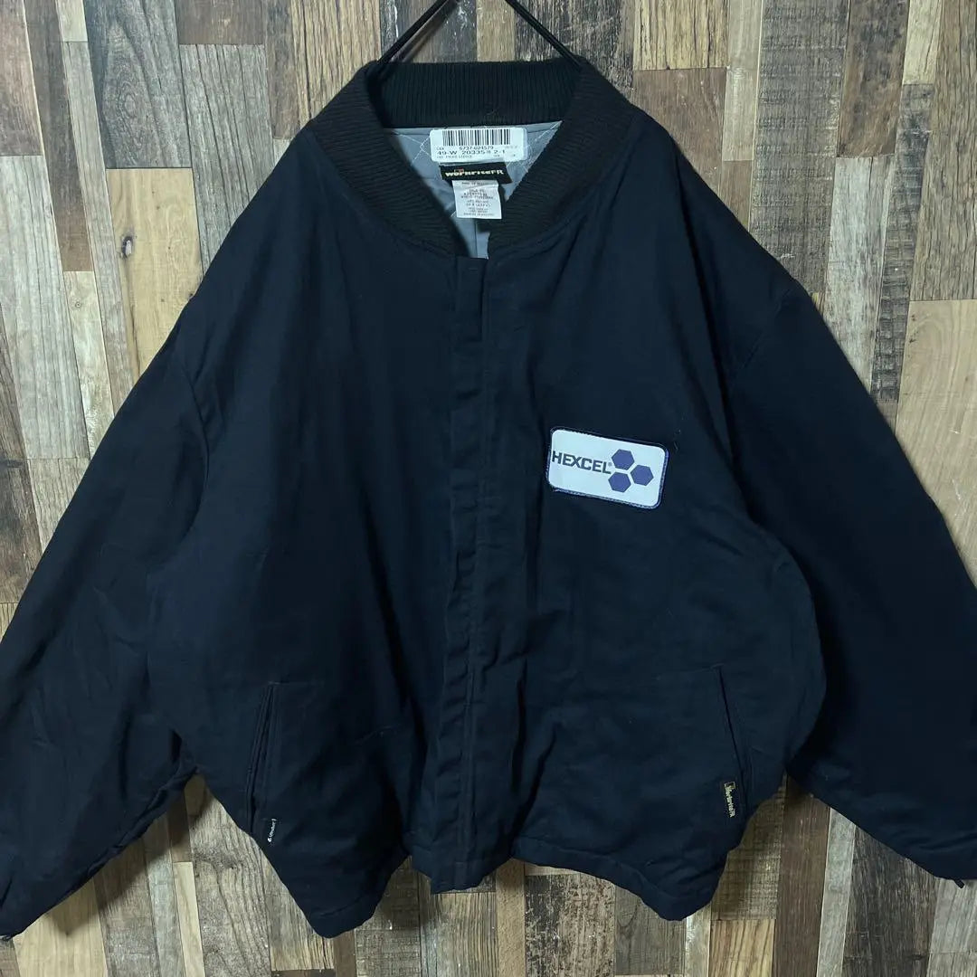 Blouson Work Men's Navy 2XL Patch Vintage Long Sleeve Jacket