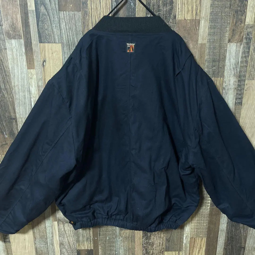 Blouson Work Men's Navy 2XL Patch Vintage Long Sleeve Jacket