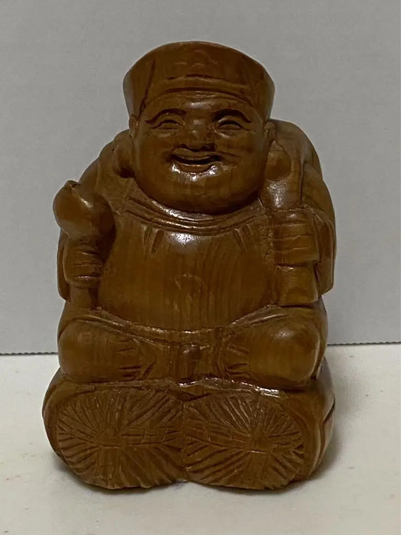 Daikoku Wooden Carving Seven Lucky Gods Figurine Image Buddha Vegetable Fortune | 大黒様木彫り七福神 置物縁起物仏像 招福 開運