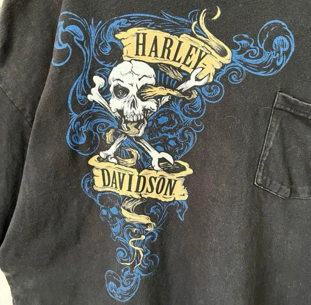 Harley Davidson T-shirt Short sleeve double-sided print skull bike 2XL