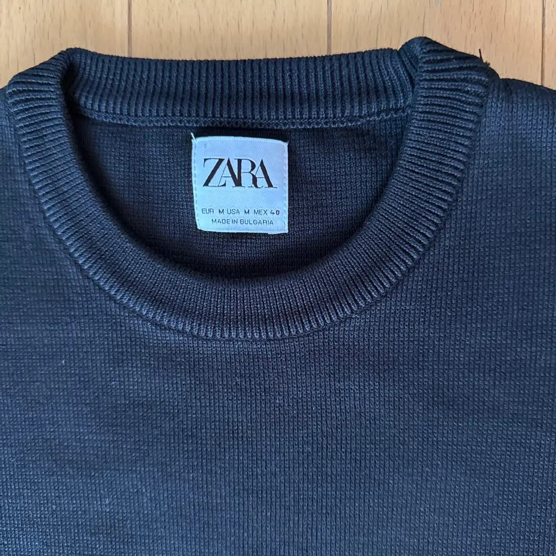 ZARA Men's Black Cotton Crew Neck Sweater L size