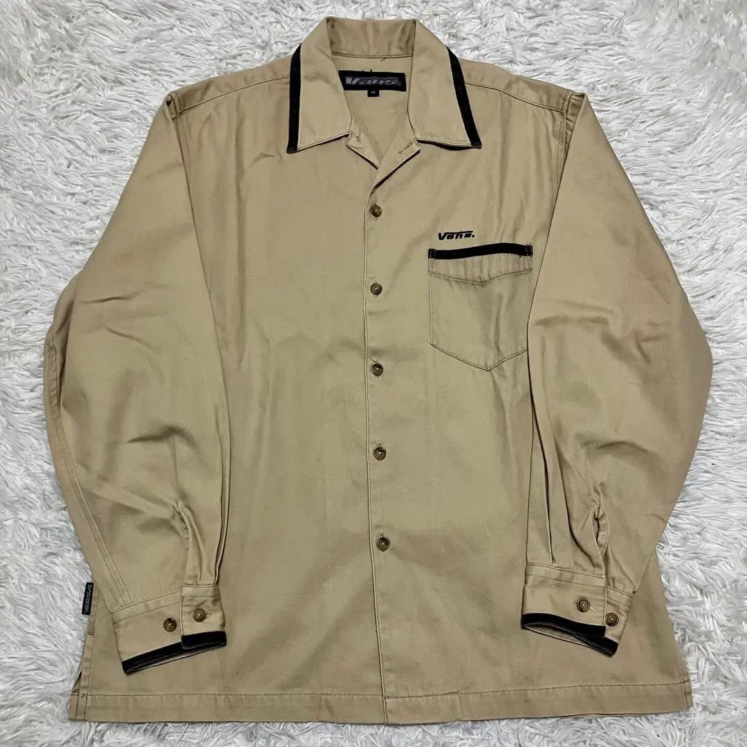 {Good condition, valuable} 90s vans vans work shirt M beige y2k | 《状態良美品貴重》90sバンズvansワークシャツMベージュy2k