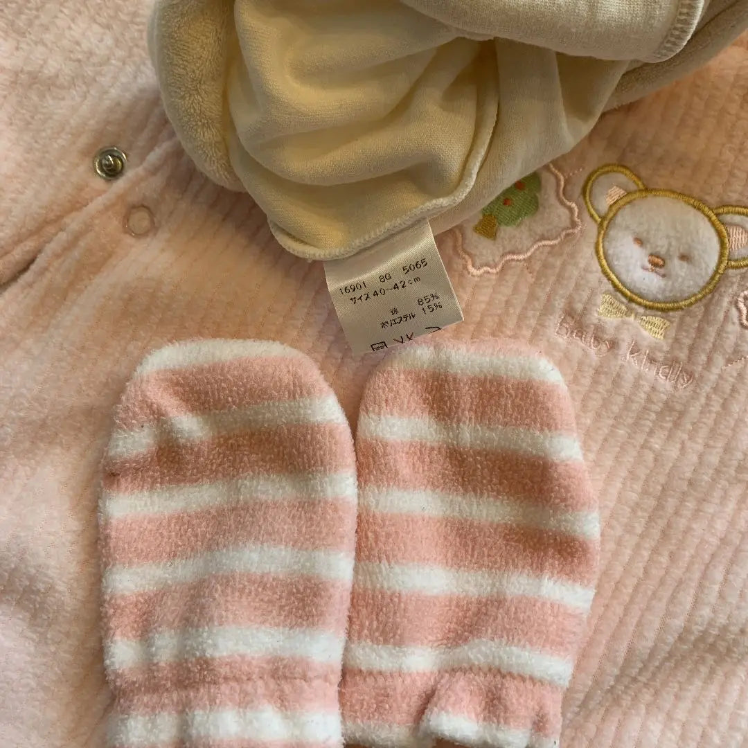 Newborn baby swaddling hat gloves set of 3 baby girls 50-70