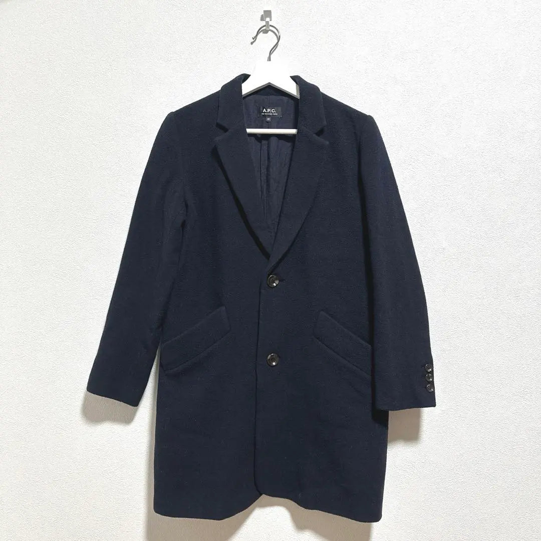 {A.P.C.} A.P.C. (XS) Chester Coat Navy Wool