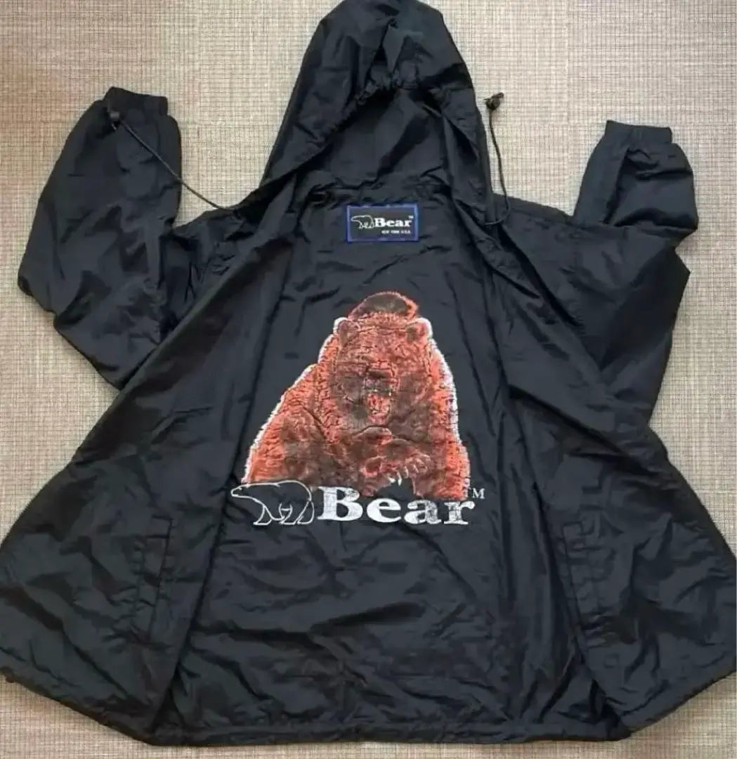 ◆[Rare] 90s Bear USA Reversible Nylon Jacket Hoodie