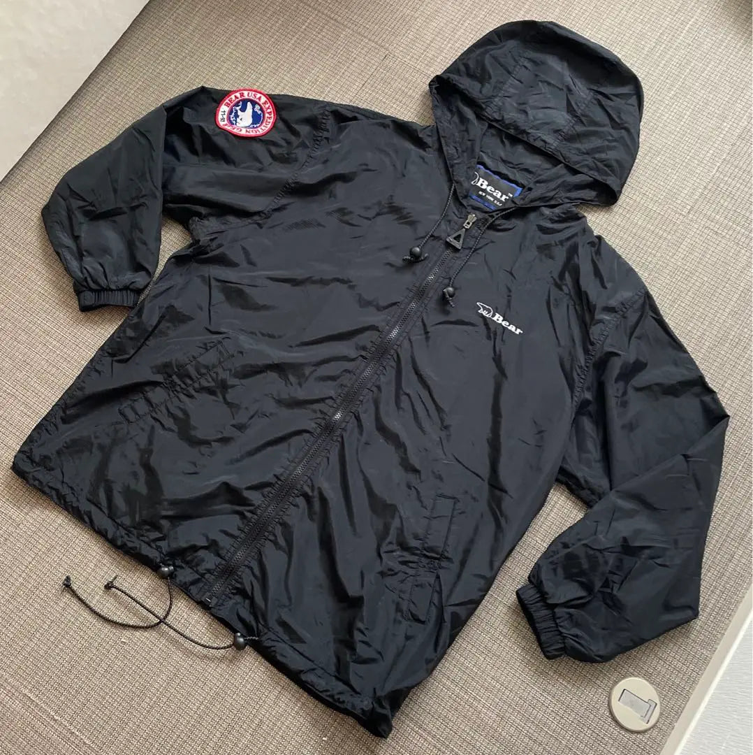 ◆[Rare] 90s Bear USA Reversible Nylon Jacket Hoodie