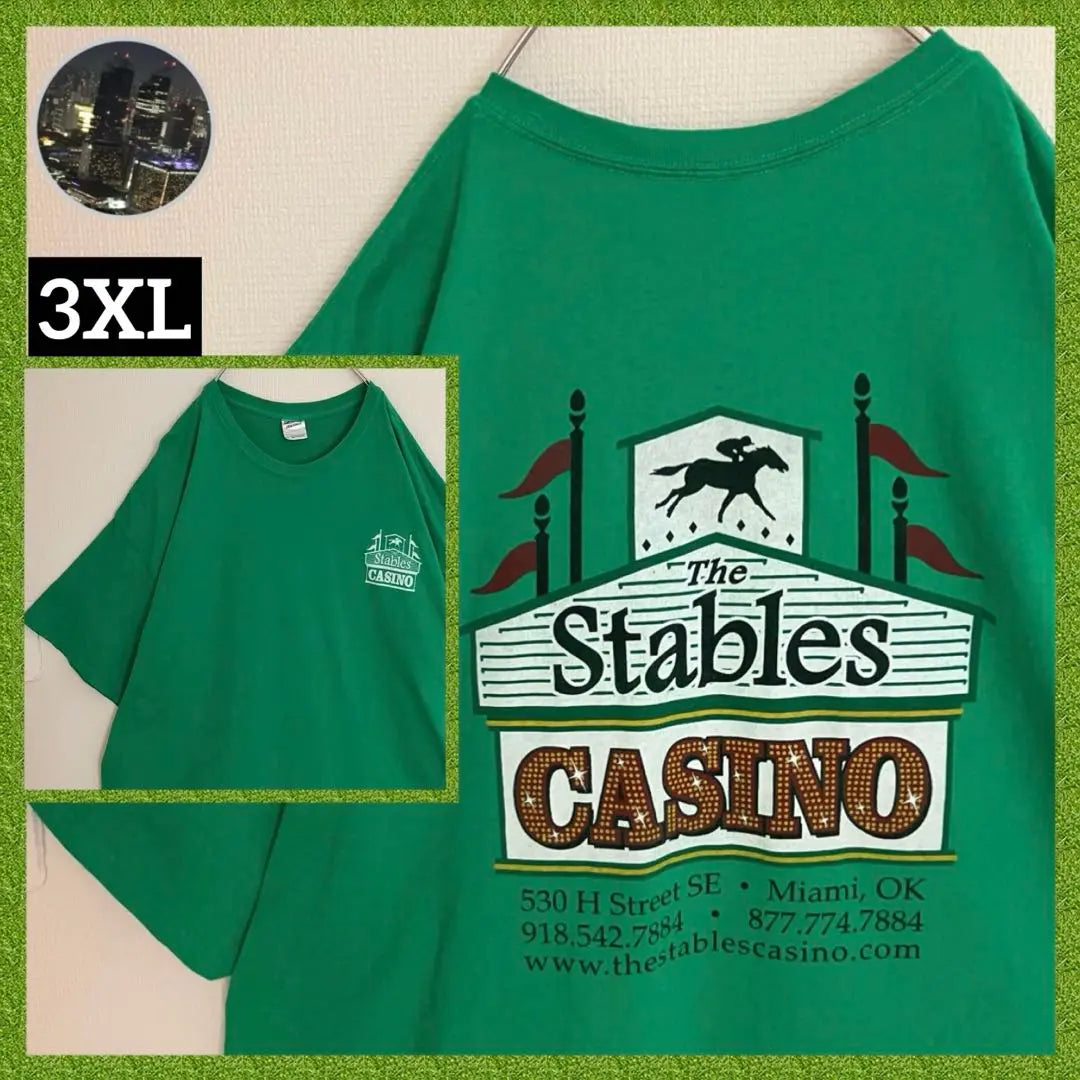 Camiseta de gran tamaño con el logotipo grande del casino Stables Camiseta de diseño antiguo verde