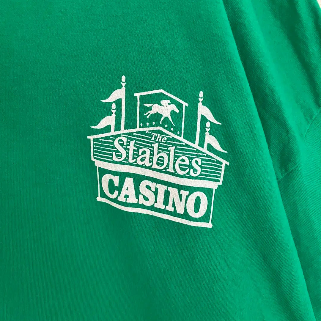 Camiseta de gran tamaño con el logotipo grande del casino Stables Camiseta de diseño antiguo verde