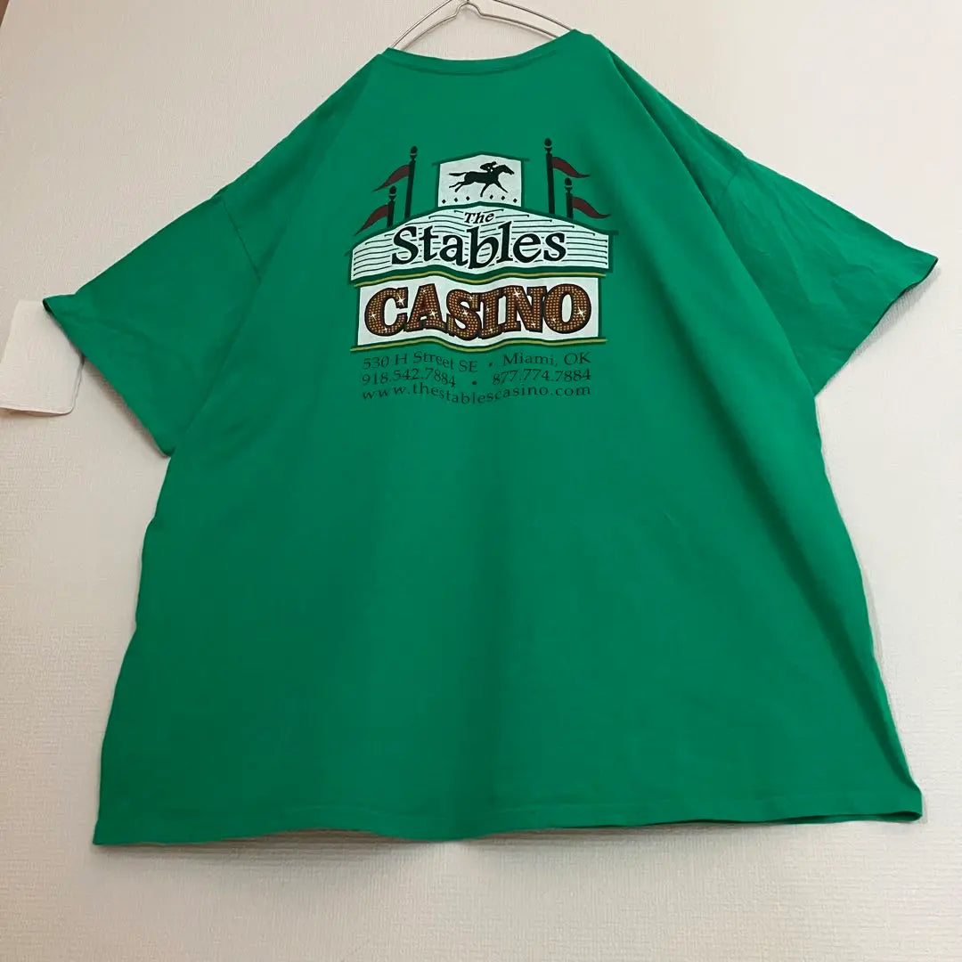 Camiseta de gran tamaño con el logotipo grande del casino Stables Camiseta de diseño antiguo verde